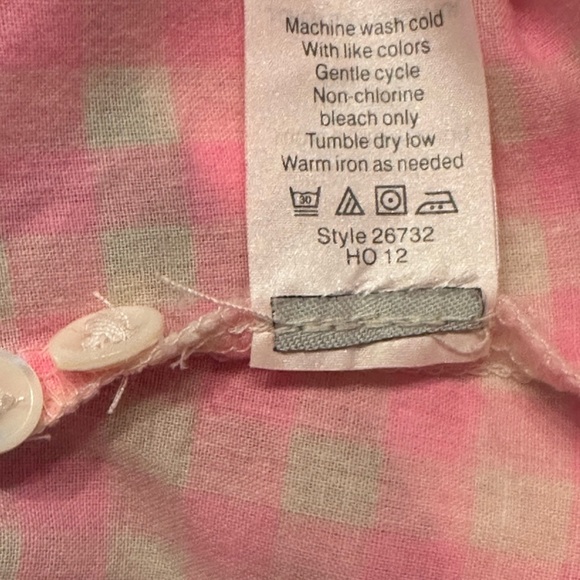 J Crew Gingham Checkered Button Up Boy Shirt  Barbie Pink & White Size 0 EUC - Picture 13 of 13